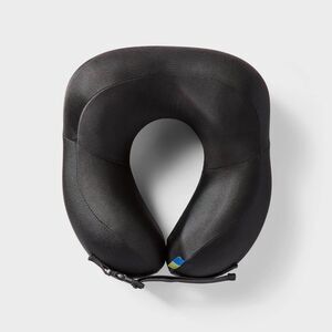 Open Story Contoured Memory Foam Neck Pillow U-Shape Travel Support Black